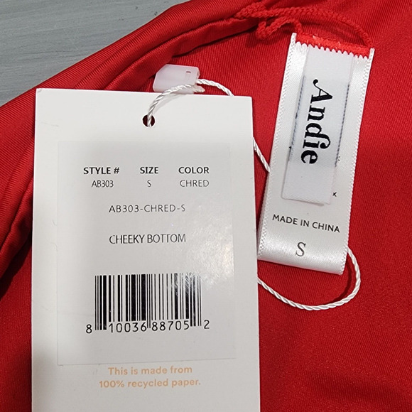 Andie Swim The Cheeky Bottom Bikini Cherry Red Size Small Style AB303 - Picture 6 of 7